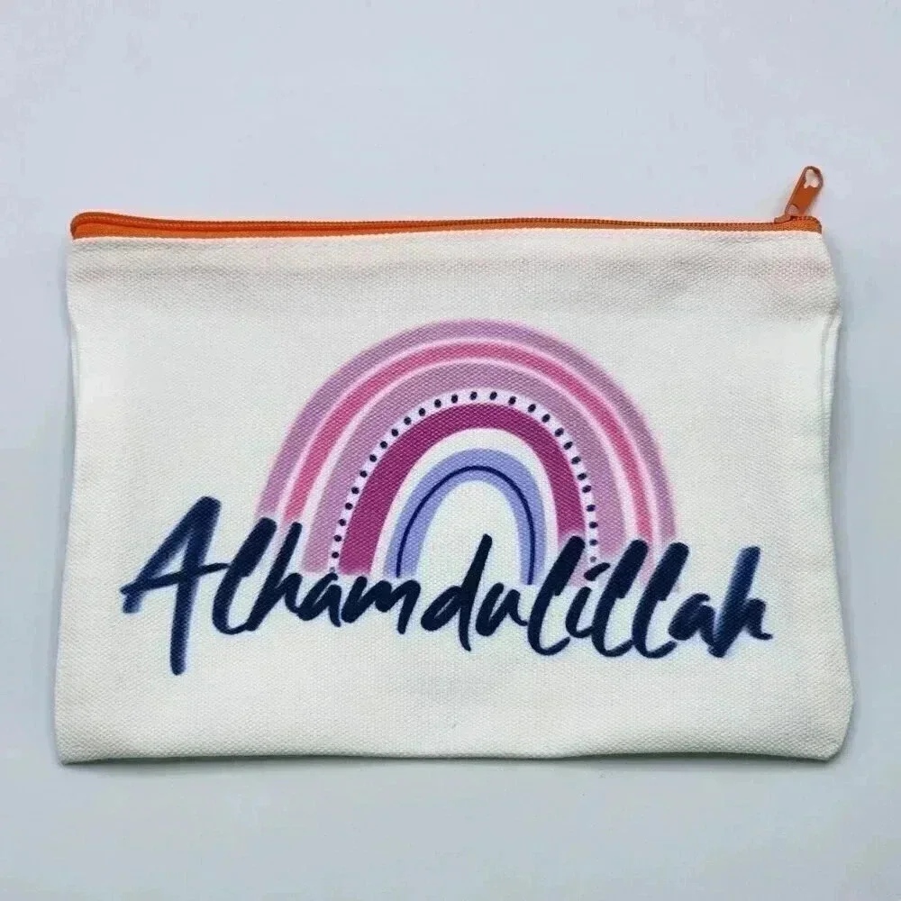 Alhamdulillah Canvas Zipper Pencil Bag Makeup Bag Pouch Bag Handmade NWT